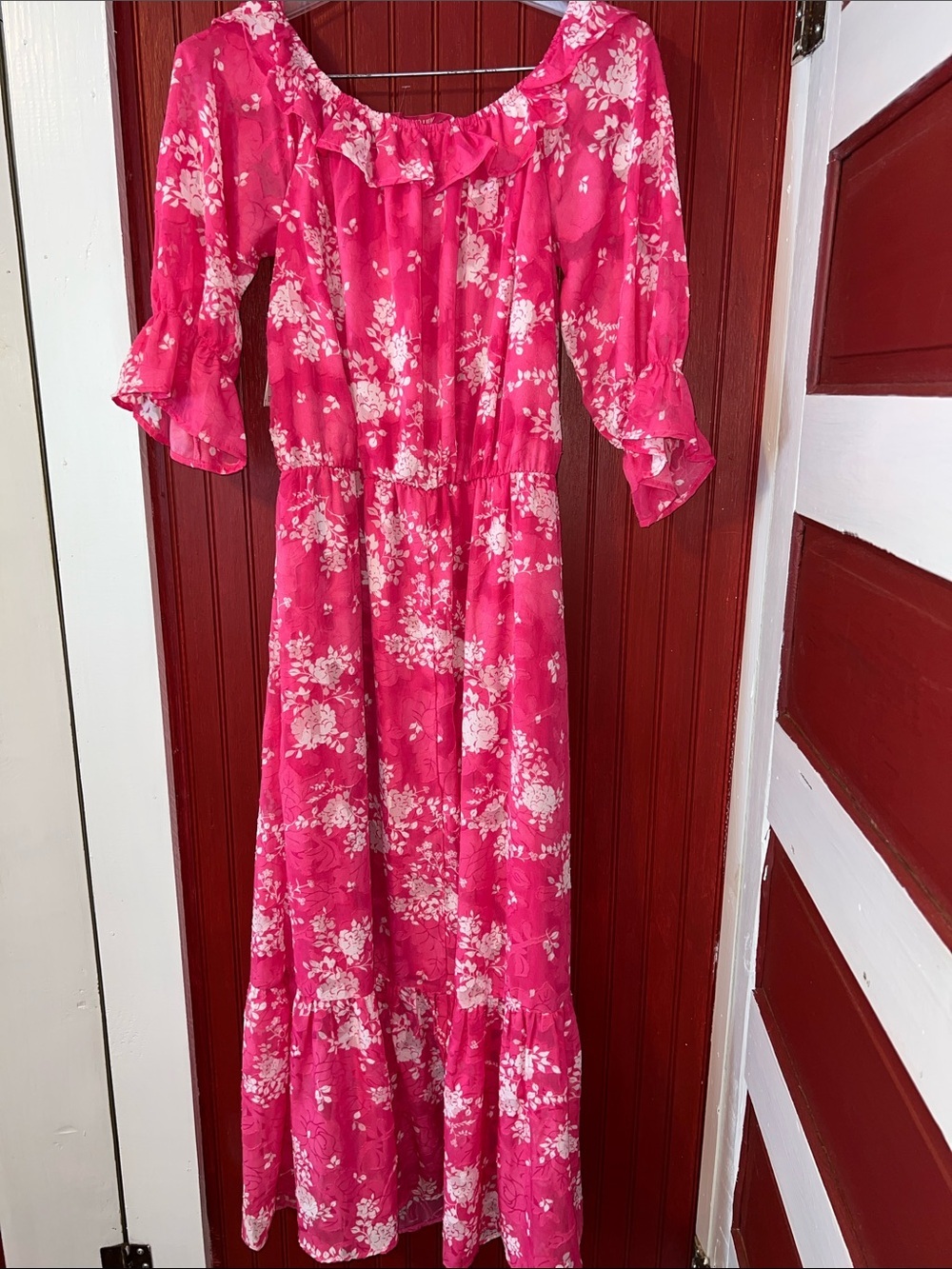 MSRP $99 Willow Drive Women Floral Off-Shoulder Maxi Dress Pink Size L - Picture 9 of 12